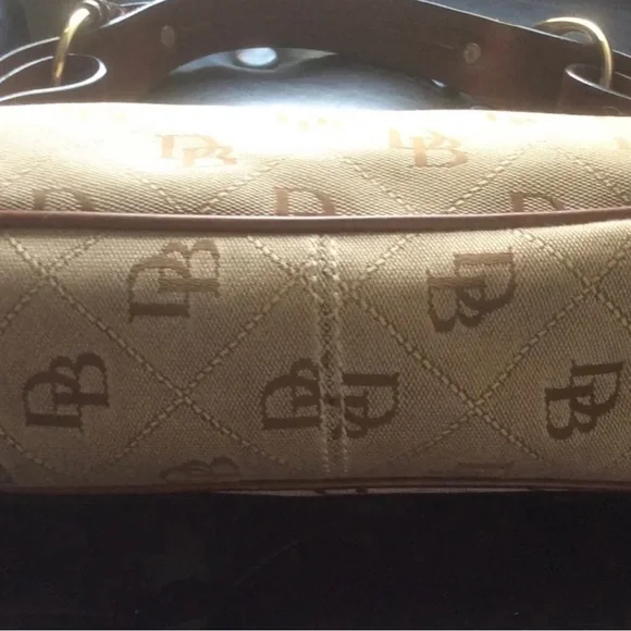Dooney And Bourke Brown Monogram Canvas And Leather Handbag - Picture 3 of 6